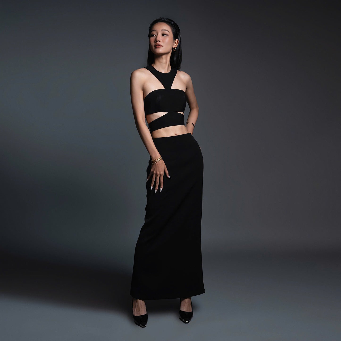 Contours of Confidence Cutout Top with Pencil Skirt - Look 6