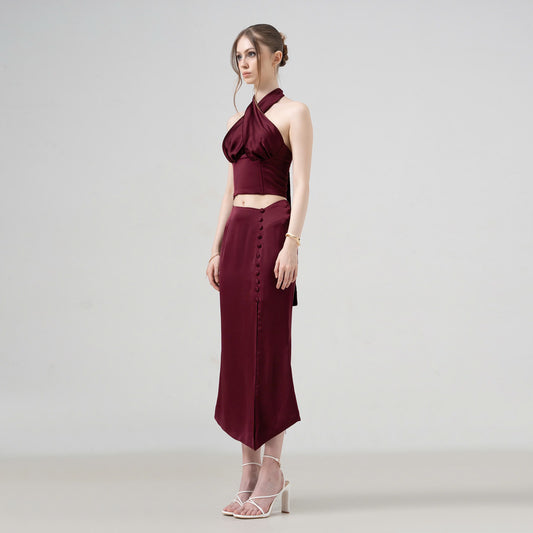 Festive Glow Halter Premium Slit Design - Look 1