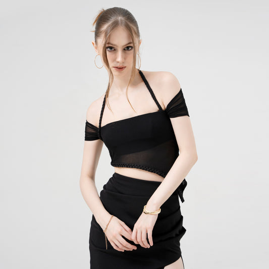 Aquaflame Essence Braided Top with Slit Mesh Skirt - Look 5