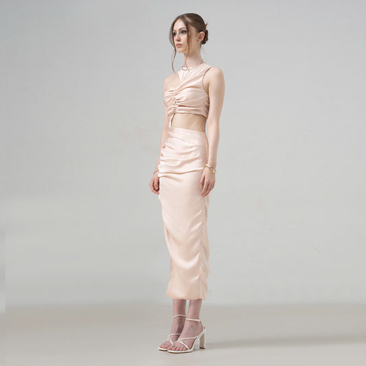 Divalines Asymmetrical Drapped Cutout Dress - Look 1