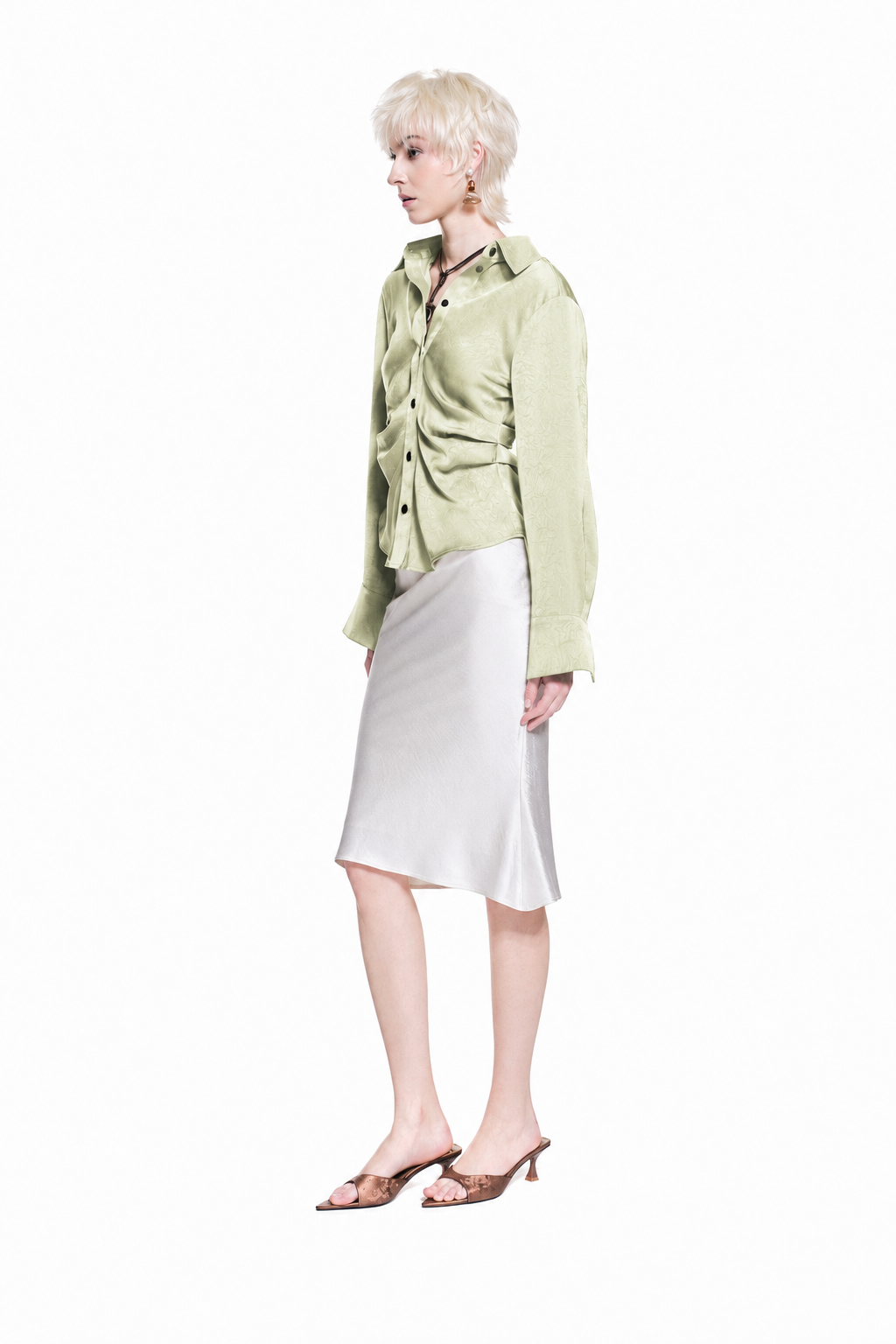 Textured Satin Shirt – Subtle Pattern Finish