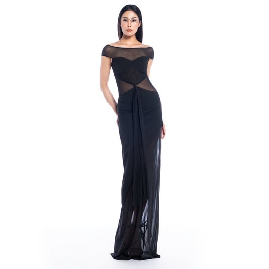 Femme Fatale Halter Asymmetrical Mesh Dress - Look 7