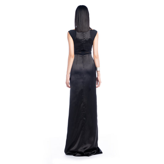 Femme Fatale Cutout Satin Bold Dress- Look 3