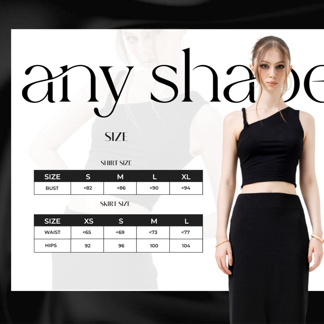 Aquaflame Essence Braided Asymmetrical Top with Slit Pencil Skirt – Look 6