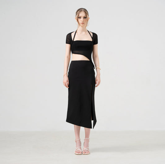 Aquaflame Essence Braided Mesh Top with Slit Skirt - Look 1