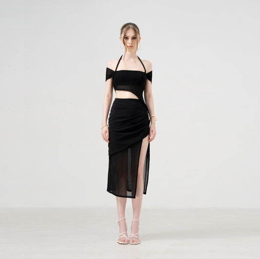 Aquaflame Essence Braided Top with Slit Mesh Skirt - Look 5