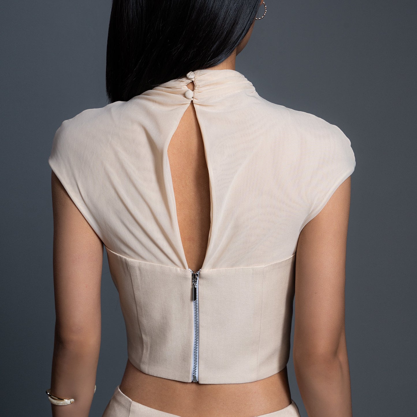 Contours of Confidence Mesh Croptop with Pencil Skirt - Look 5