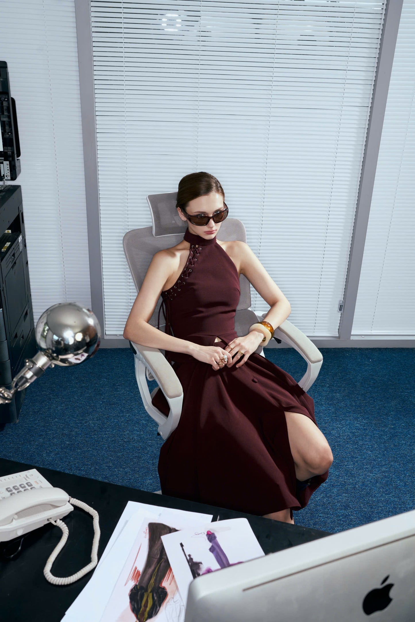 Versa Halter Lace-up Top and Handkerchief Midi Skirt Set