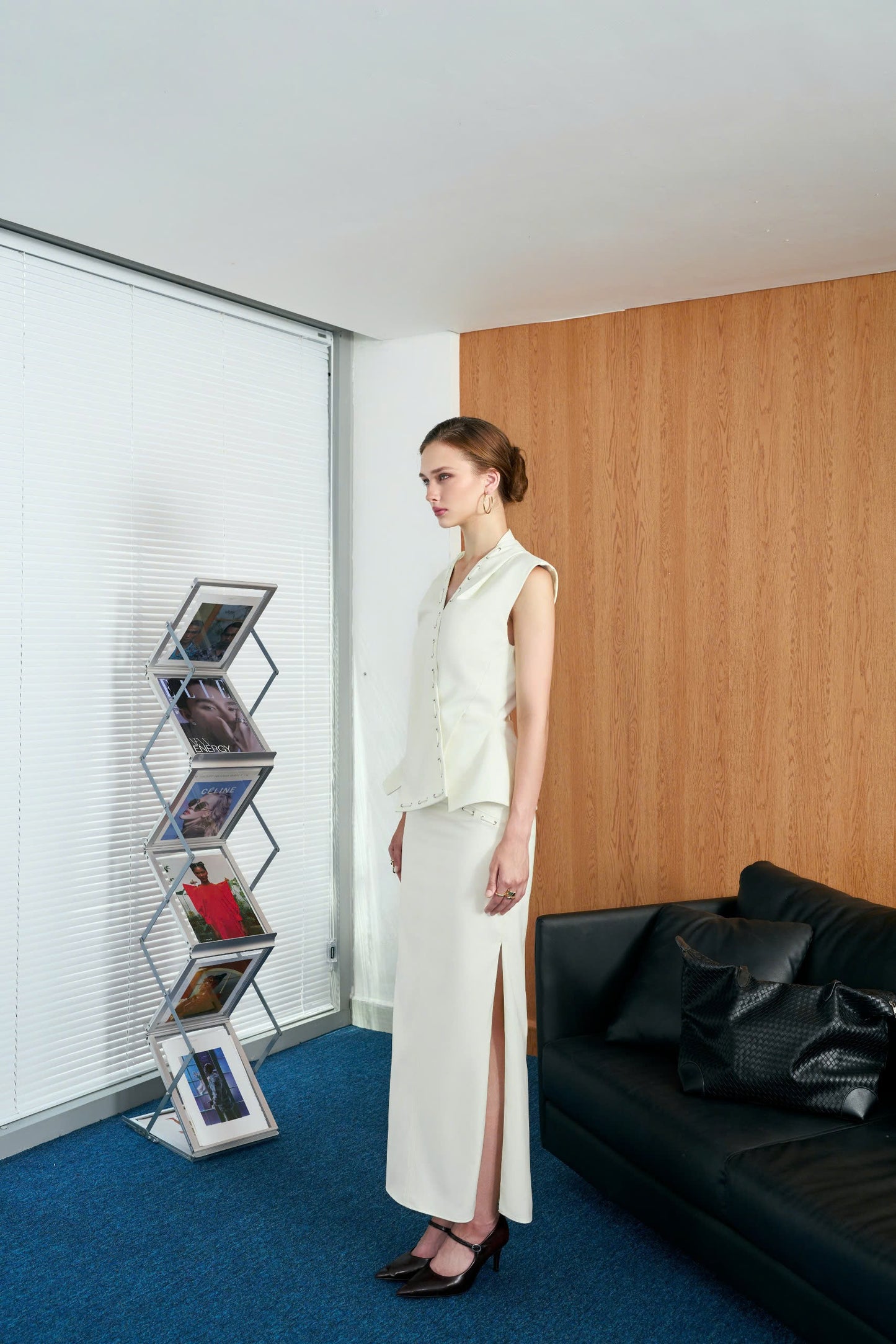 Versa Lace-up Top and Side-Slit Pencil Skirt Set