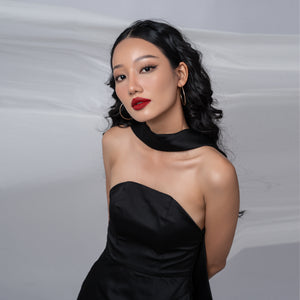 Divalines Black Slit Satin Dress - Look 3