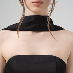 Divalines Black Slit Satin Dress - Look 3