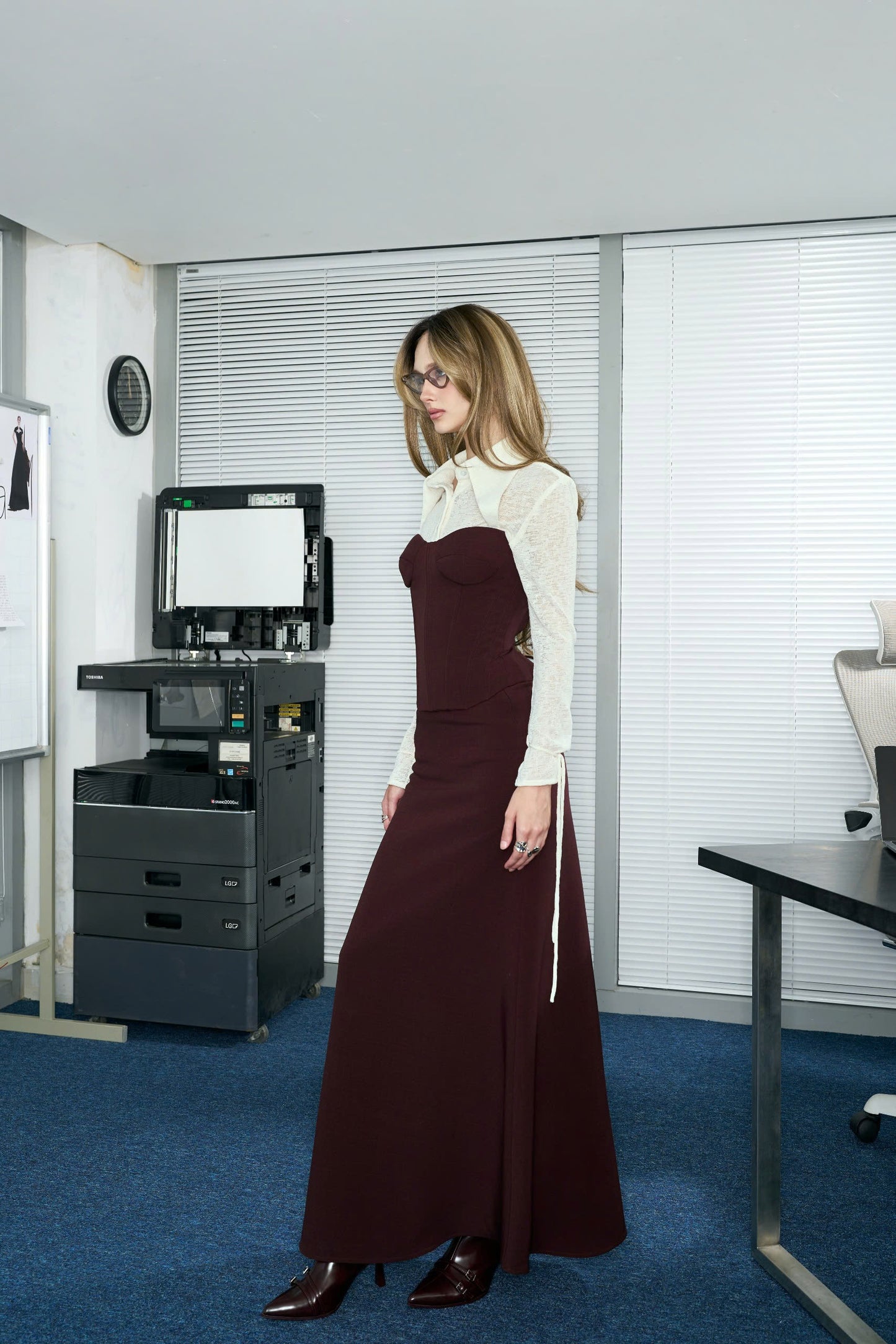 Versa Sheer Stretch Shirt with Extended Collar