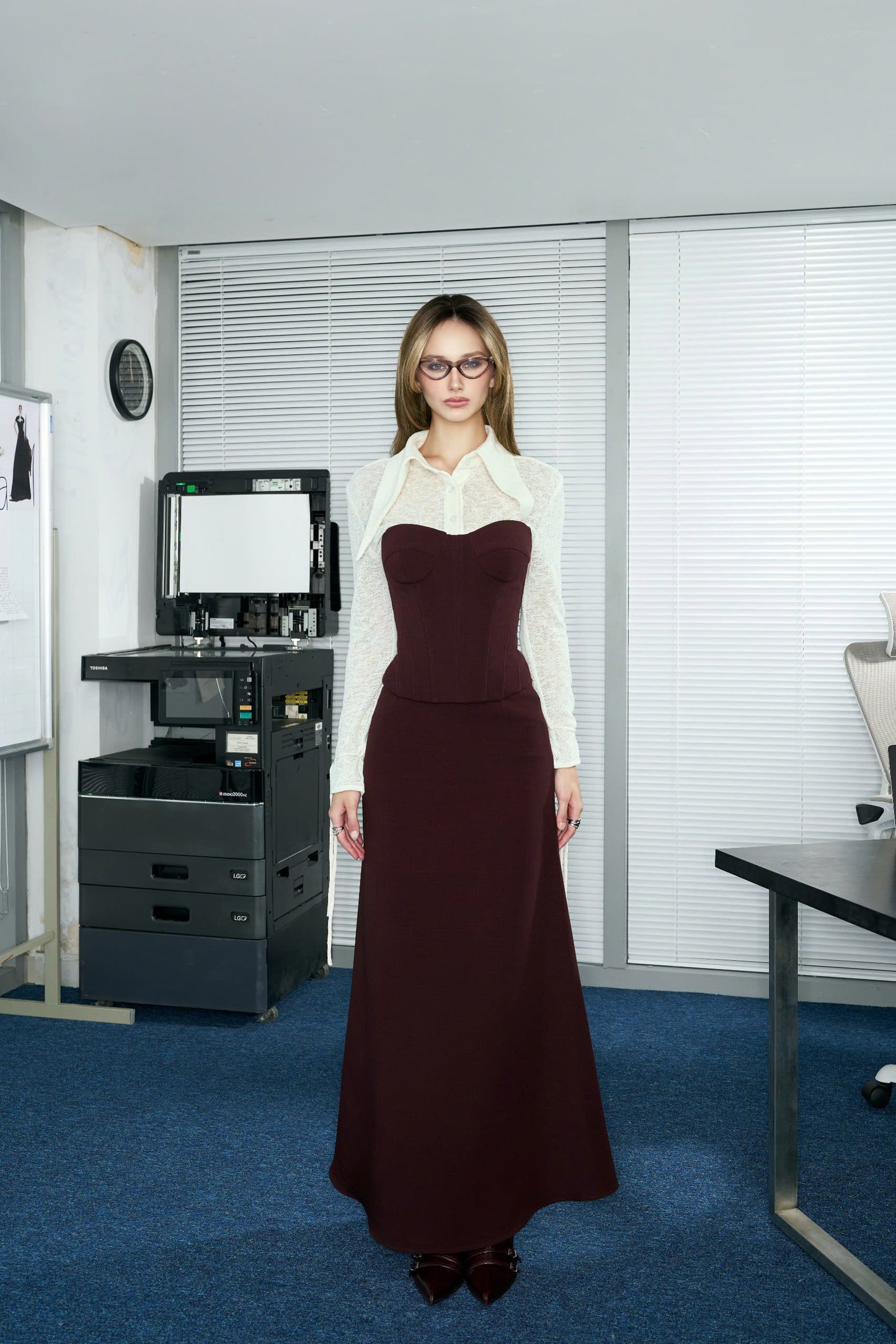 Versa Sheer Stretch Shirt with Extended Collar