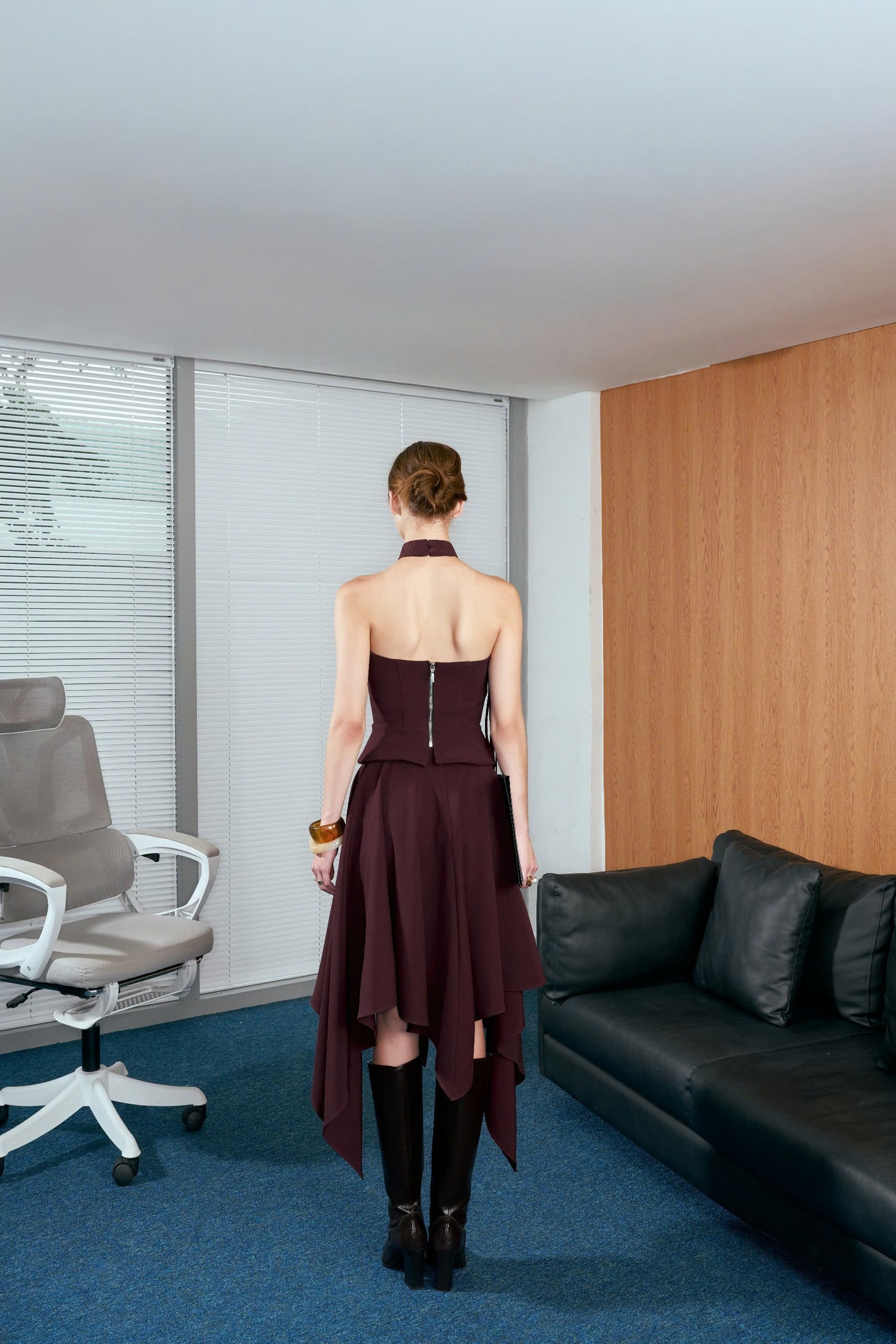 Versa Halter Lace-up Top and Handkerchief Midi Skirt Set