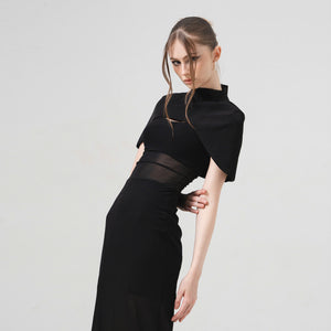 Solo Muse Mesh Stretchy Body Fit Dress - Look 1