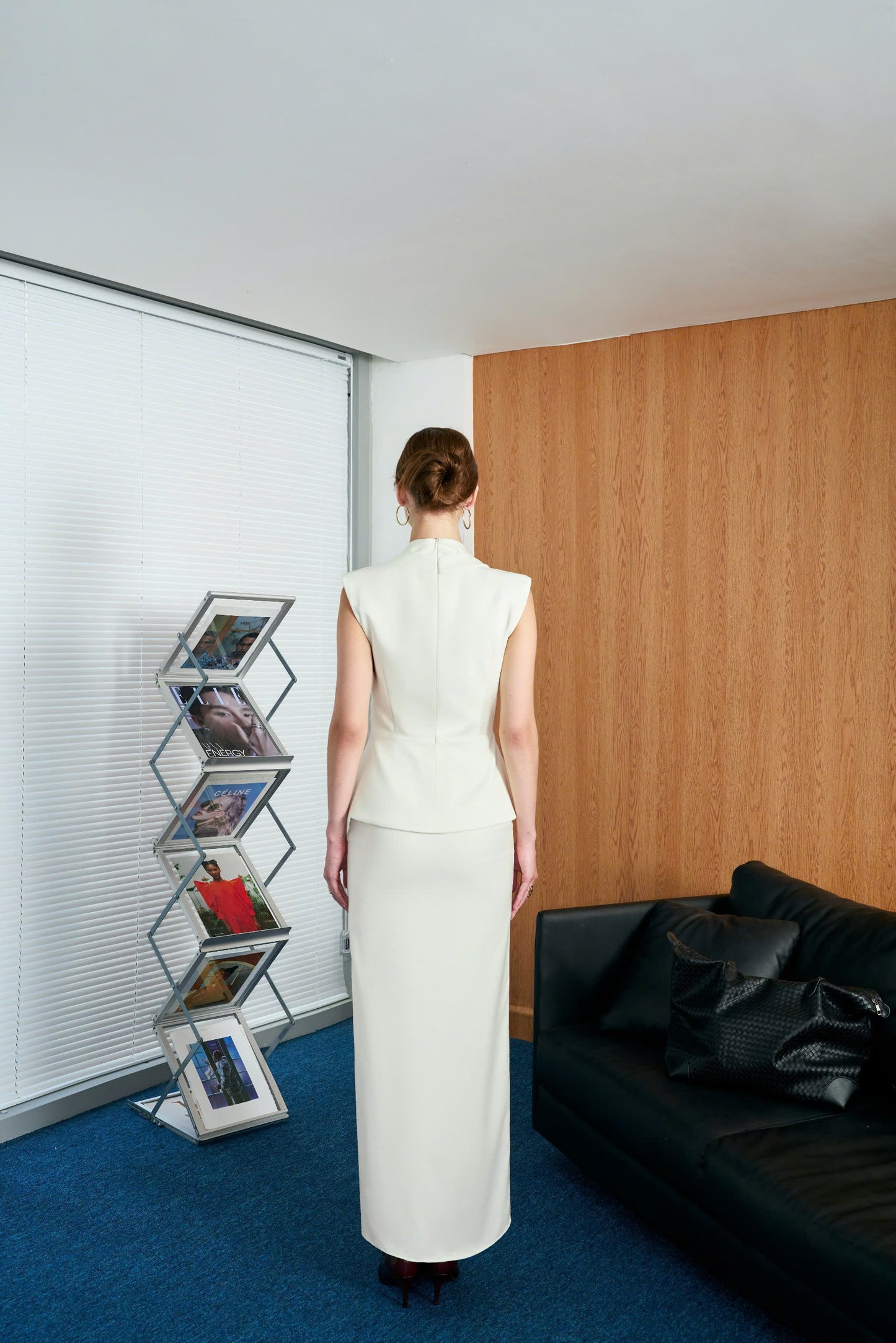 Versa Lace-up Top and Side-Slit Pencil Skirt Set