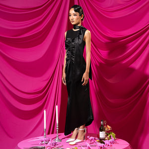 Femme Fatale Ruched Satin Dress - Look 1