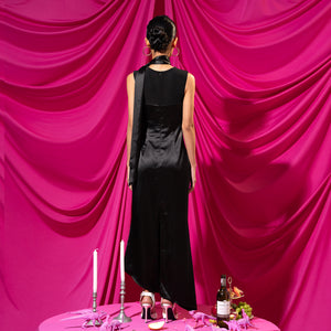 Femme Fatale Ruched Satin Dress - Look 1