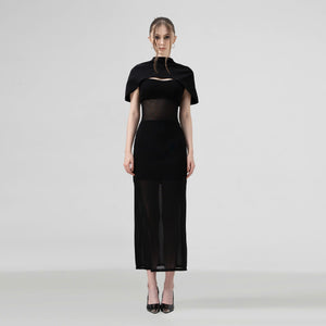 Solo Muse Mesh Stretchy Body Fit Dress - Look 1