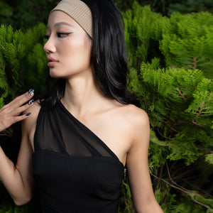 Solo Muse Off-shoulder Top with High-waisted Slit Skirt - Look 2