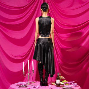 Femme Fatale Sleeveless Asymmetrical Satin Design - Look 6