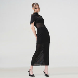 Solo Muse Mesh Stretchy Body Fit Dress - Look 1