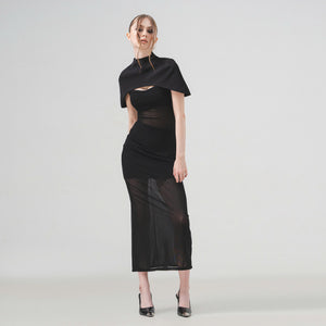 Solo Muse Mesh Stretchy Body Fit Dress - Look 1