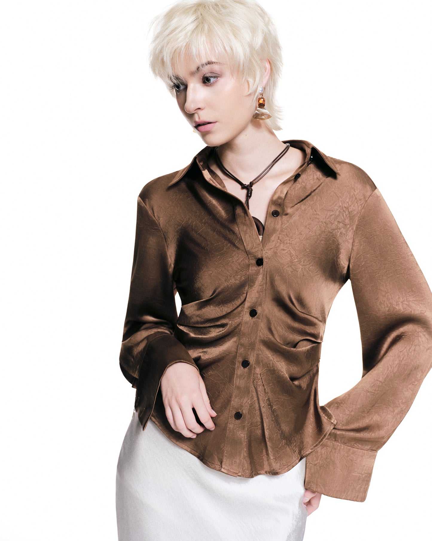 Textured Satin Shirt – Subtle Pattern Finish