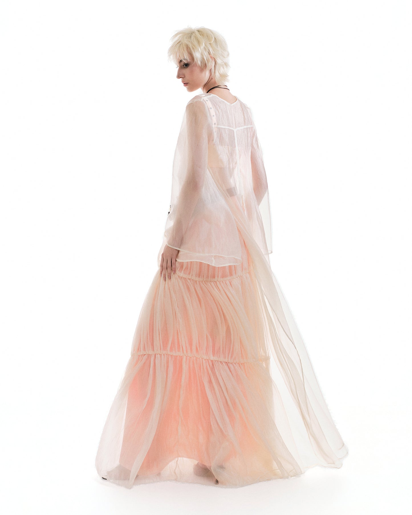 Disora Sheer Longline Cover-Up, Satin Bra & Layered Maxi Skirt 3-Piece Resort Set
