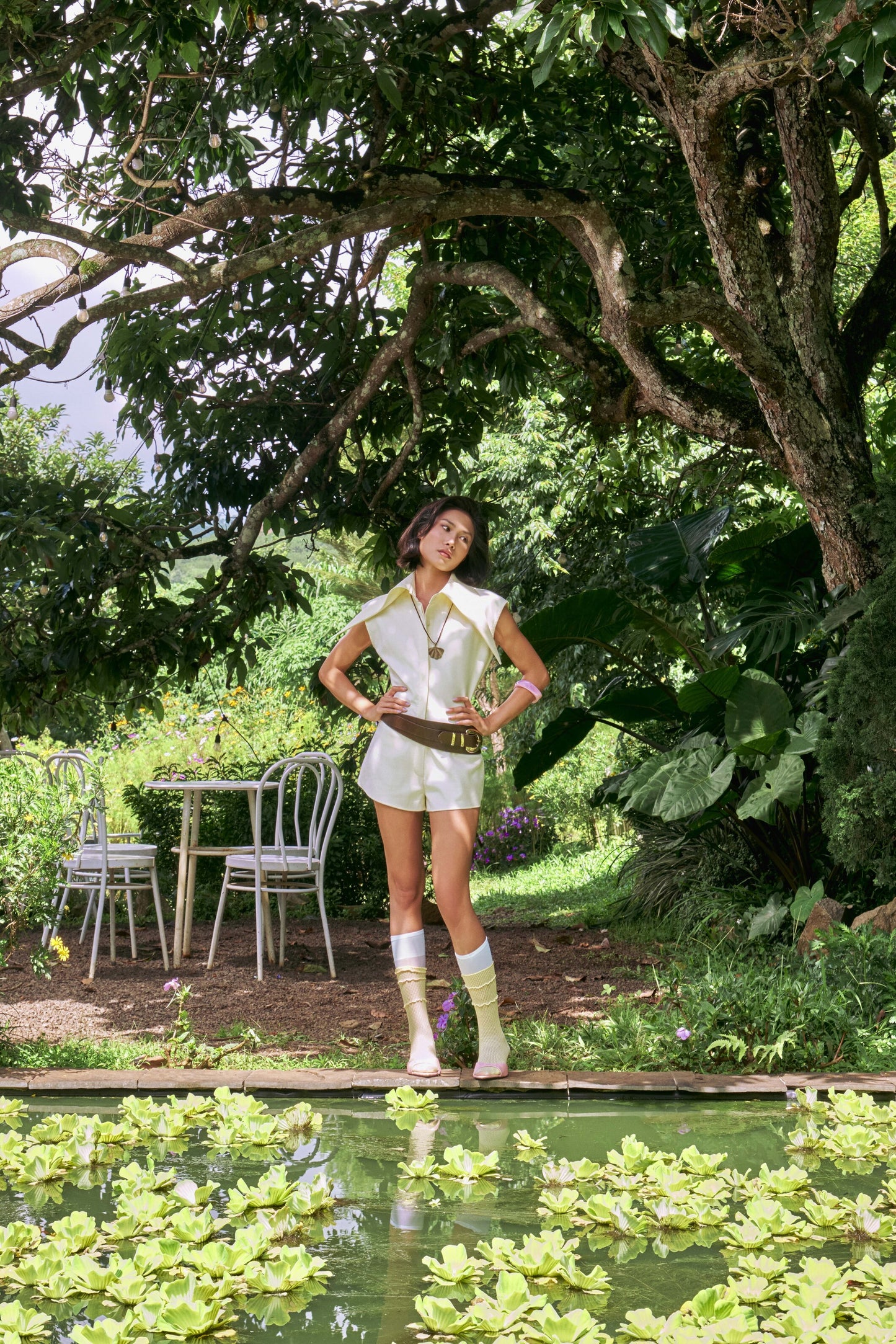 Feluna Structured Sleeveless Shirt Romper