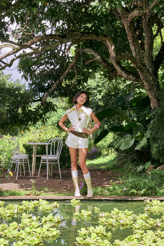 Feluna Structured Sleeveless Shirt Romper