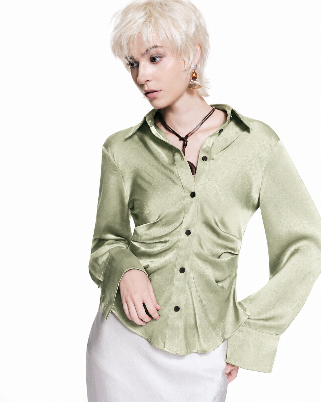 Textured Satin Shirt – Subtle Pattern Finish