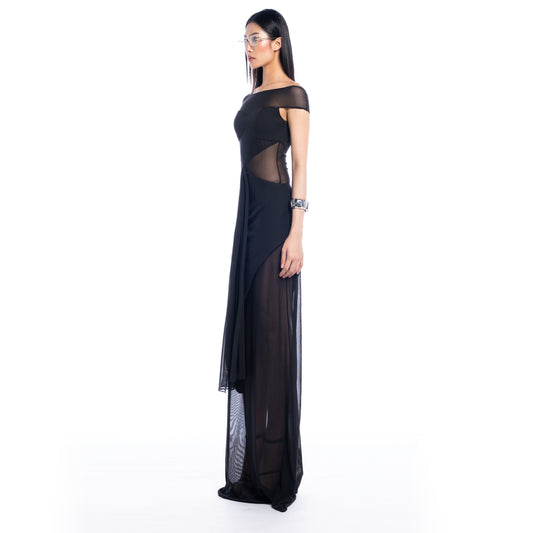 Femme Fatale Halter Asymmetrical Mesh Dress - Look 7