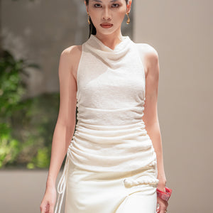 Versa Sheer Stretch Cowl Neck Tank