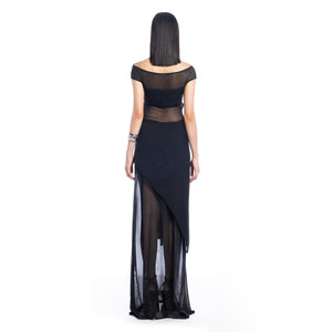 Femme Fatale Halter Asymmetrical Mesh Dress - Look 7