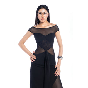 Femme Fatale Halter Asymmetrical Mesh Dress - Look 7
