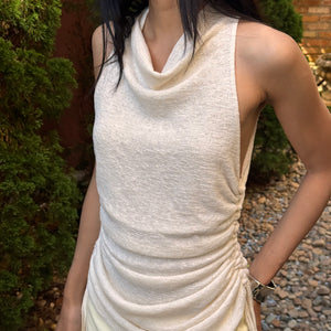 Versa Sheer Stretch Cowl Neck Tank