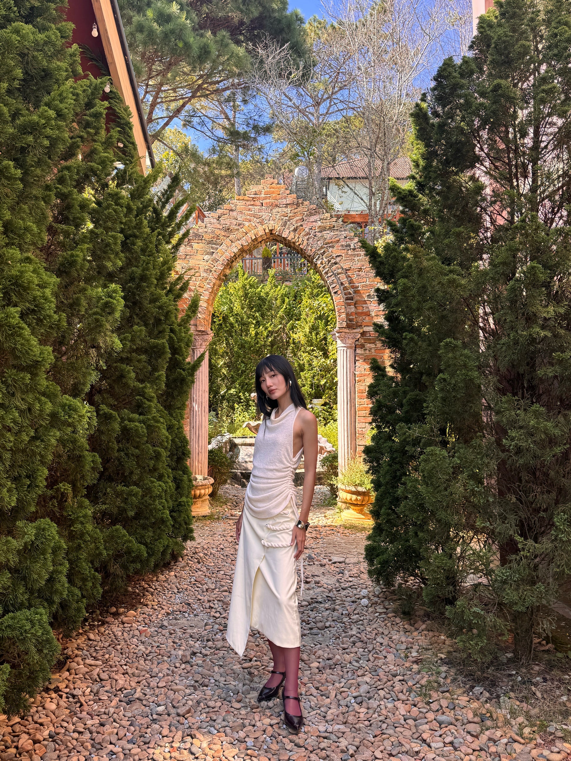 Versa Sheer Stretch Cowl Neck Tank