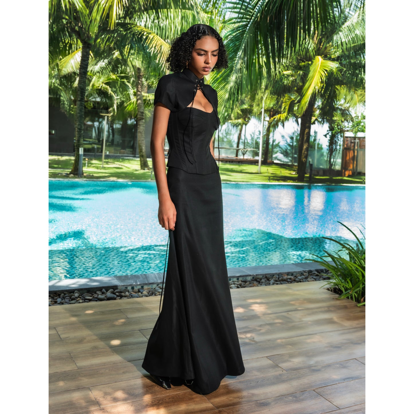 Marina Temptation Corset Cape & Maxi Skirt - Look 3