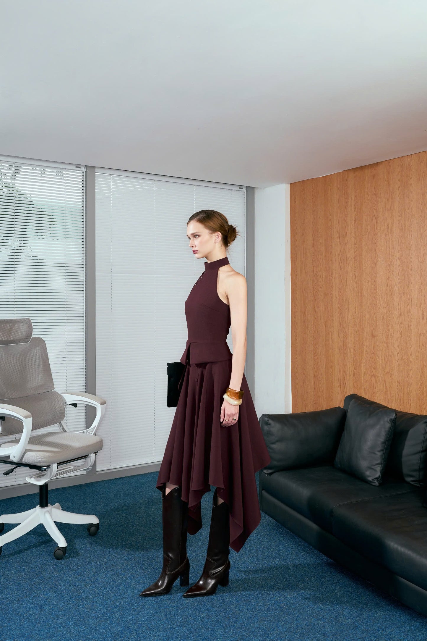 Versa Halter Lace-up Top and Handkerchief Midi Skirt Set