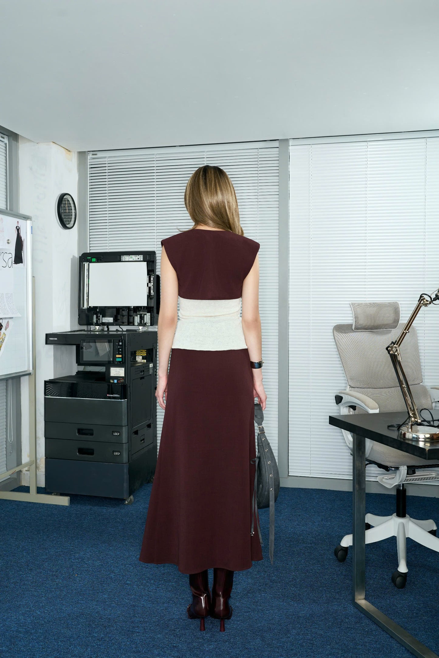 Versa Ruched Knit Tank and Panel Midi Skirt Set