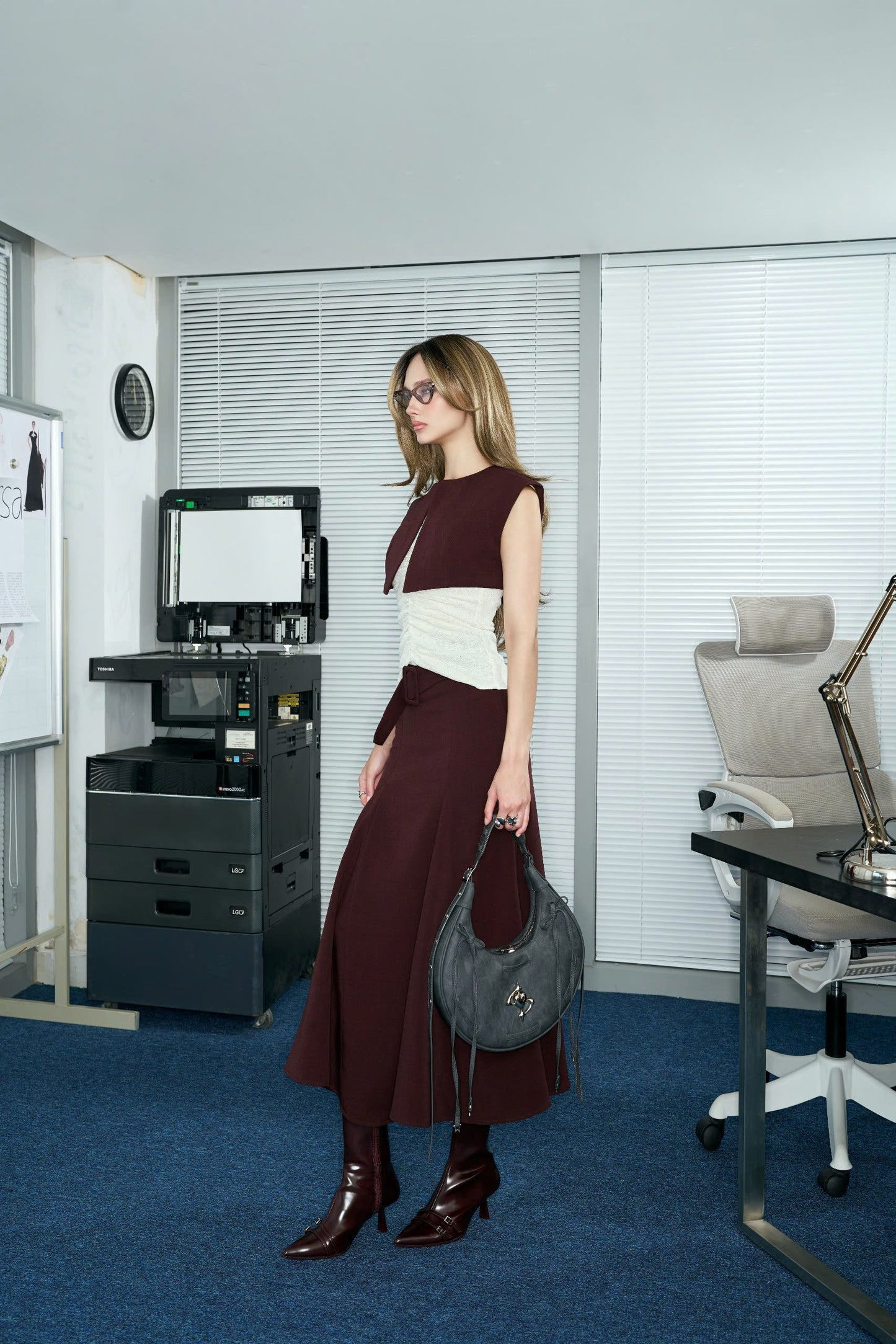 Versa Ruched Knit Tank and Panel Midi Skirt Set