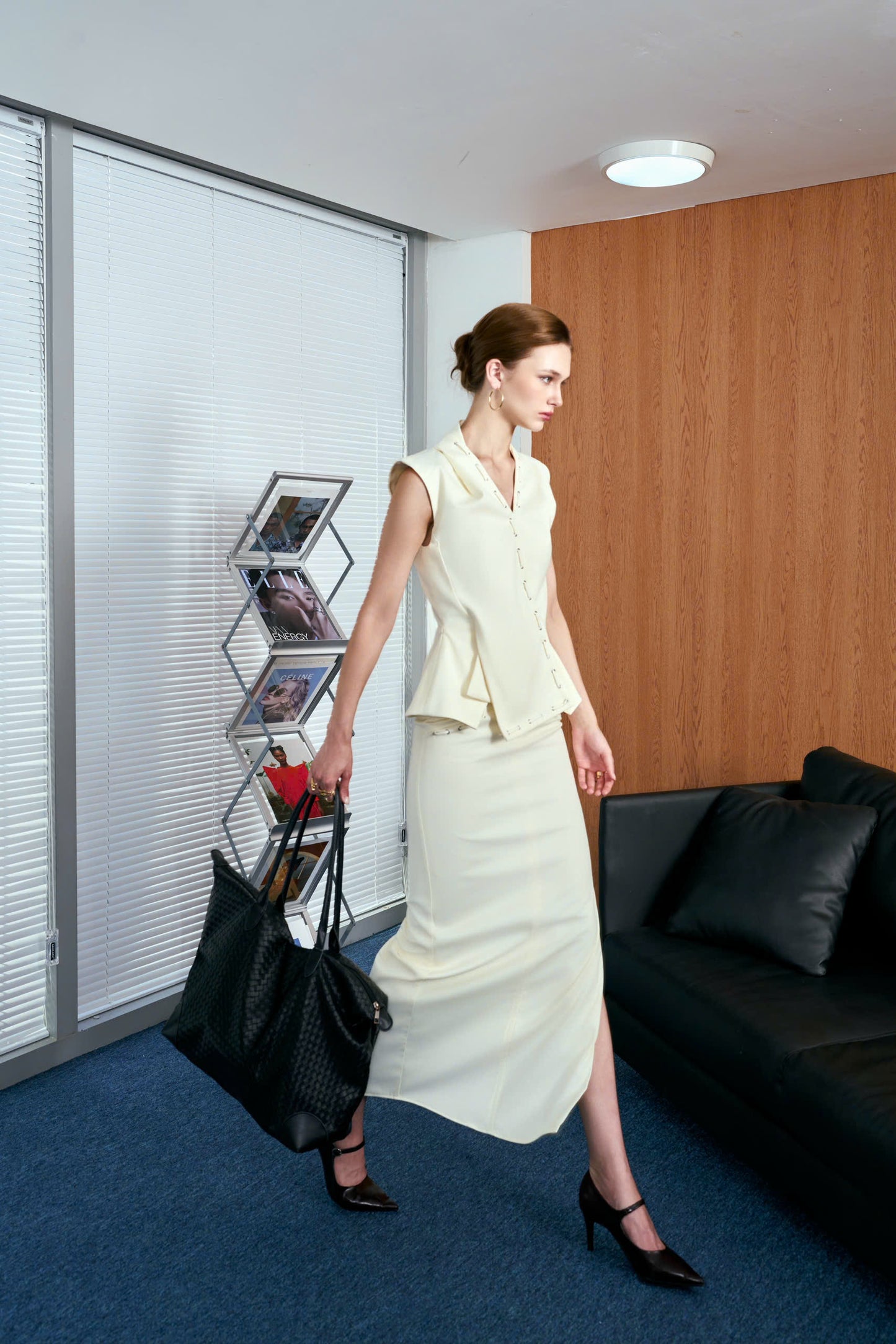 Versa Lace-up Top and Side-Slit Pencil Skirt Set