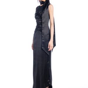 Femme Fatale Ruched Satin Dress - Look 1