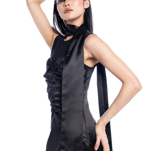 Femme Fatale Ruched Satin Dress - Look 1